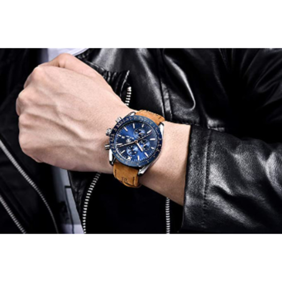 NWT Mens Luxary Benyar Leather Band Watch - Picture 6 of 6